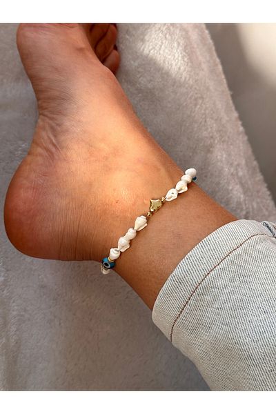 HERCY Heart Evil Eye Seashell Anklet |   Seashell Anklet
