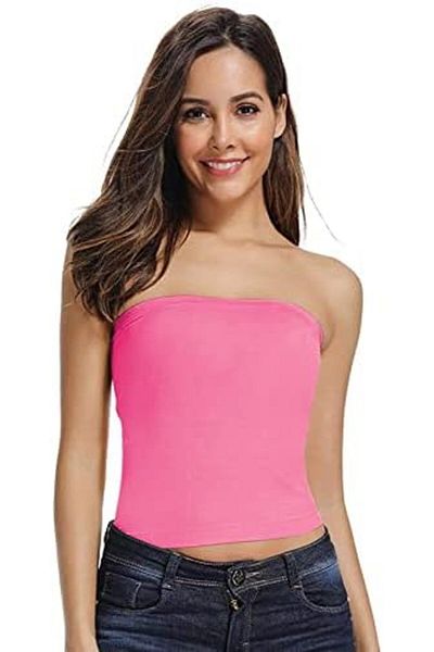 Glamroot Women's Seamless Strapless Crop Top Tube Top Inner Camisole