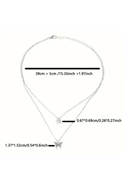 FASHİON JEWELRY Kelebek Montürlü 2li Kolye ve Küpe Gold Bujiteri Takımı