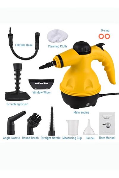 ماركة غير محددة 1000W Portable High Pressure Steam Cleaner with 9 Attachments for Cleaning Sofas, Kitchens, Windows, and Bathrooms