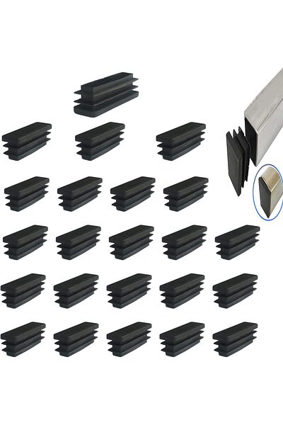 GENERAL YouU 24 Pcs Rectangle Black Plastic Plug End Cap Furniture Chair Leg Foot Cover Cap Tubing Inserts E