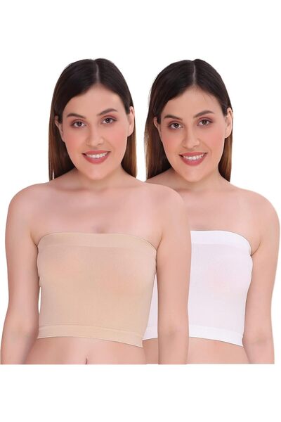 Glamroot Non Padded Strapless Tube Bra For Women, Free Size (Pack Of 2)