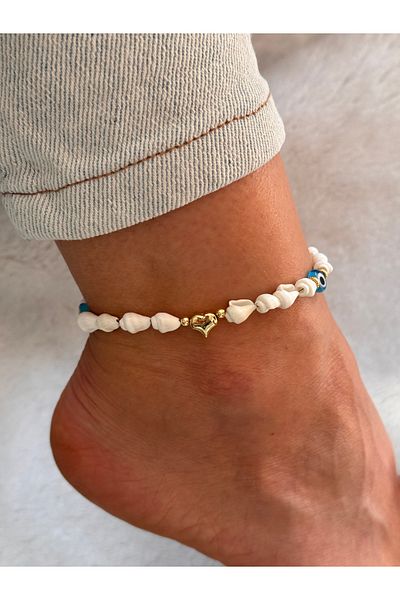 HERCY Heart Evil Eye Seashell Anklet |   Seashell Anklet