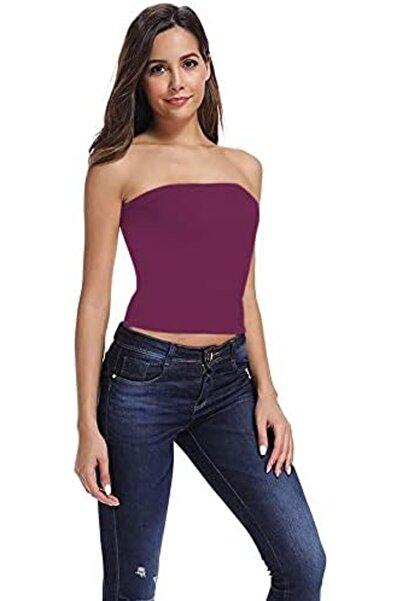Glamroot Women's Seamless Strapless Crop Top Tube Top Inner Camisole, Free Size, Wine
