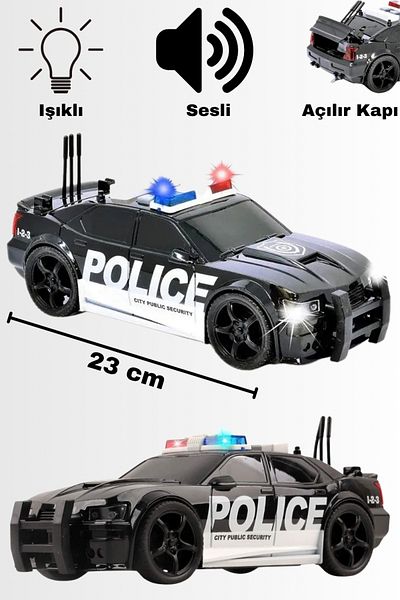 TRENDZONE Police Car with Sound and Light Siren with Sliding Doors 23 cm