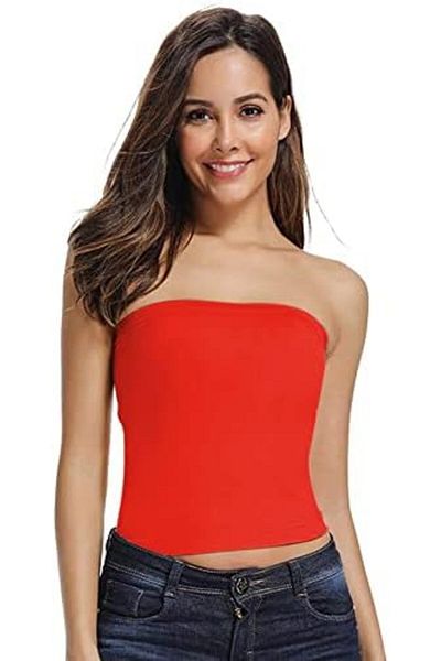 Glamroot Women's Seamless Strapless Crop Top Tube Top Inner Camisole