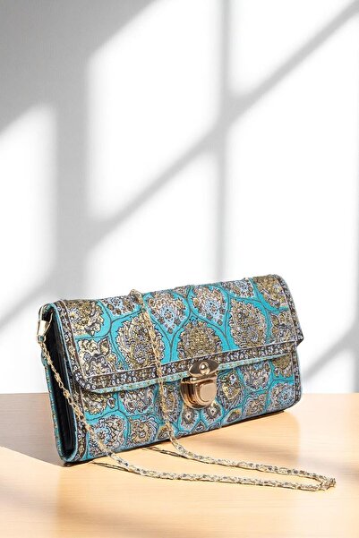 MODA Women's Ethnic Carpet Patterned Fabric Shoulder and Hand Bag – Stylish Design with Chain Strap