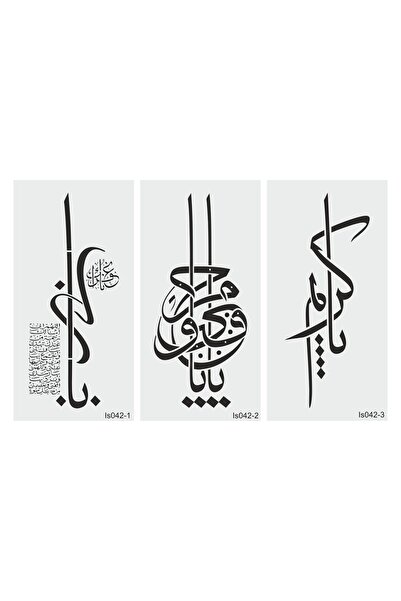 STENCİLTASARIM Stencil Tasarım IS042 3 lü Set, SET:42 ,Dekoratif Duvar, Eşya,kumaş,fayans Boyama Şablonları