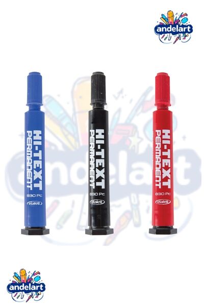 andelart Permanent Kesik Uçlu Kalıcı Koli Kalemi Siyah Mavi Kırmızı