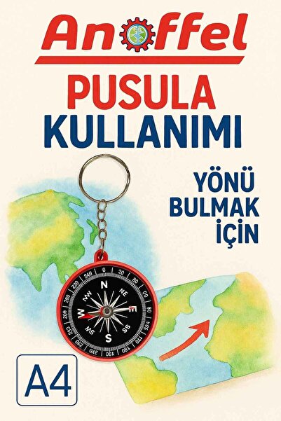 Anoffel Pusula Anahtarlık Renkli 1 Adet Küçük Pusula Okul Deney Gezi Cep Pusu...