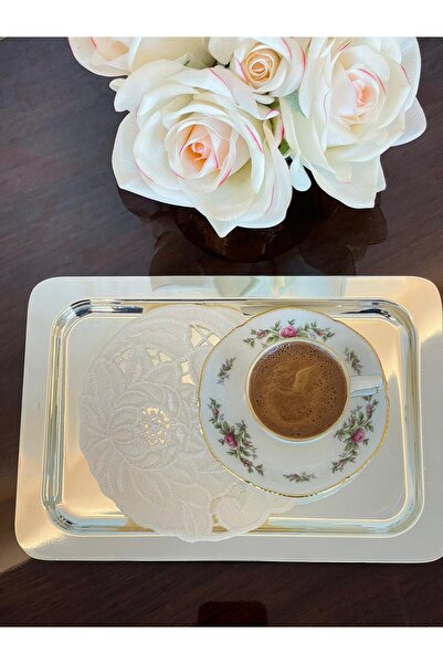 QBR Home 2-Piece Hole Work Embroidered Cocktail Presentation Napkin (2 Pieces) Peony