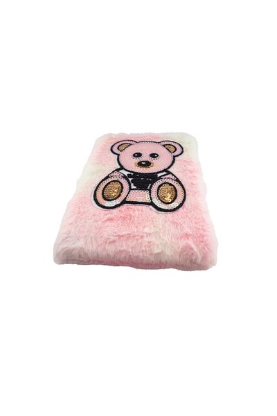 layfhex Cute Animal Pattern Plush Notebook Faux Fur Hard Cover Notepad Colorful