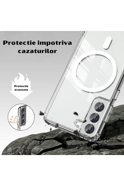 OEM Carcasă anti-șoc MagSafe pentru Samsung Galaxy S22 - Transparentă