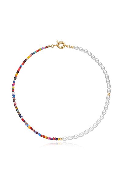 xUPING - Colier cu mărgele și perle colorate, 45 cm, închizătoare aurie