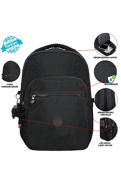 Kingston Hill Crinkle Fabric Lightweight Backpack - Suitable for School/Daily Use, Waterproof, Multi-Compartment