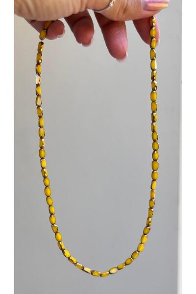 juleeco Sarı Amorf Altın Kaplı Kristal Boncuk Kolye(43+6cm)