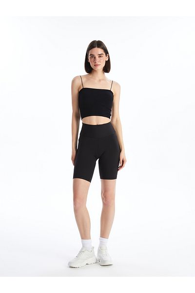 LC Waikiki Women's Elastic Waist Extra Skinny Fit Plain Shorts Leggings