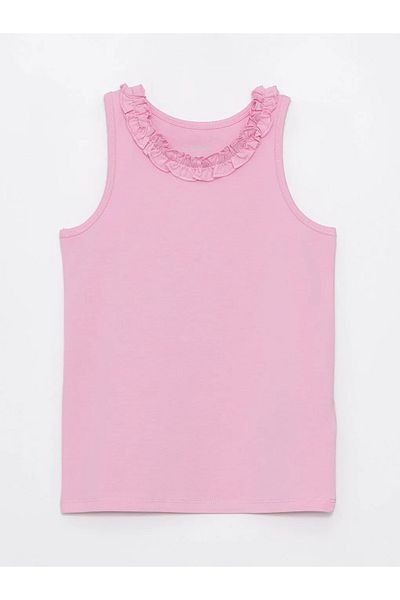 LC Waikiki Lcw Kids Ecru Crew Neck Ruffle Detailed Girl's Undershirt