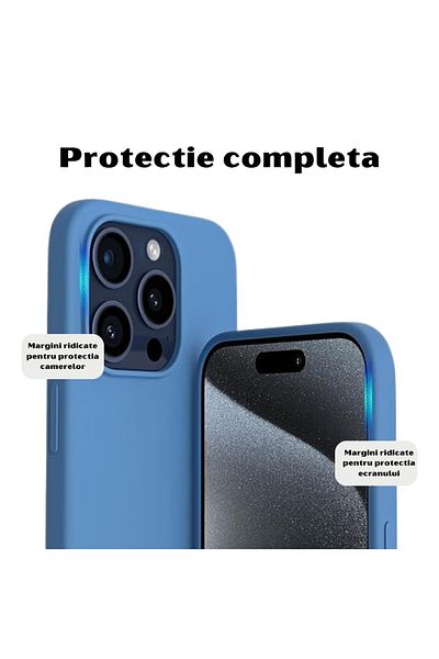 OEM Husă pentru iPhone 15 PRO MAX din silicon catifelat cu interior din microfibră - Albastră