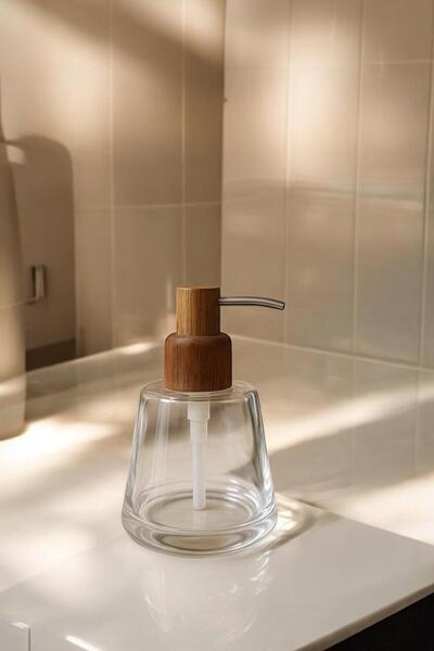 mightpera Akasya Kapaklı Cam Sıvı Sabunluk