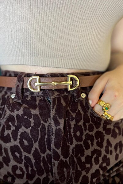 LA FANİL Gold Toka Sydney Kahve Rengi Kadın Kemeri