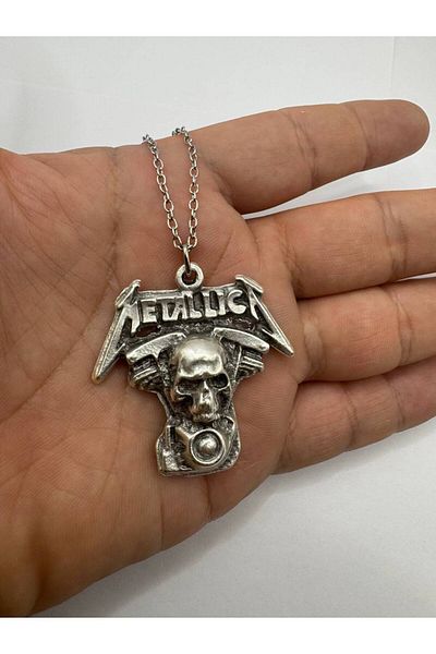 Herşey Nota Metallica Themed Silver Color Unisex Necklace – Rock and Metal Music Jewelry