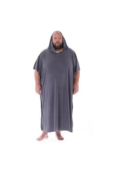 RJ RJ Men's Grey Wift Luxury Hooded Bathrobe Soft Lightweight Premium Bathrobe with Super Absorbent