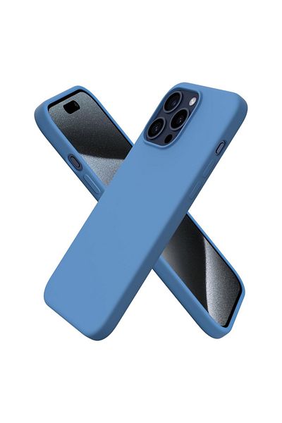 OEM Husă pentru iPhone 15 PRO MAX din silicon catifelat cu interior din microfibră - Albastră