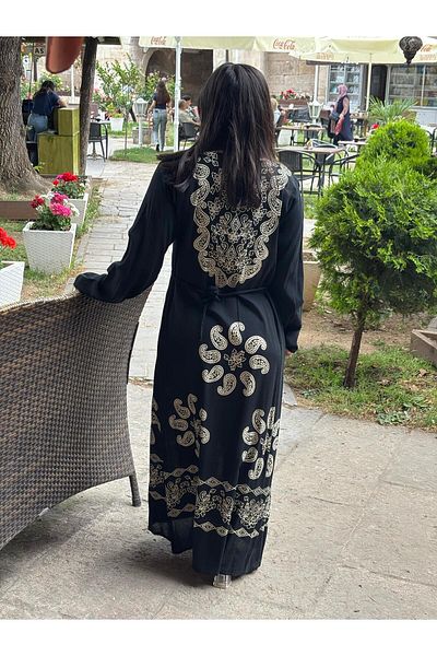 Sobe Hediyelik Μακρύ φαρδύ φόρεμα με μαύρο σχέδιο – Κομψό και άνετο μοντέλο τεσσάρων εποχών