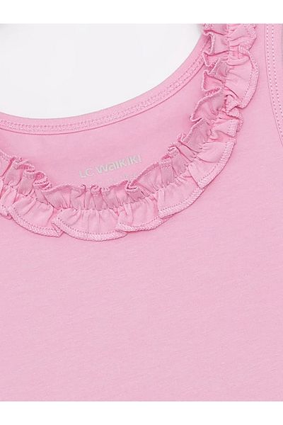 LC Waikiki Lcw Kids Ecru Crew Neck Ruffle Detailed Girl's Undershirt