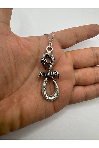 Herşey Nota Metallica Snake Pit Silver Color Unisex Necklace – Rock and Metal Music Jewelry