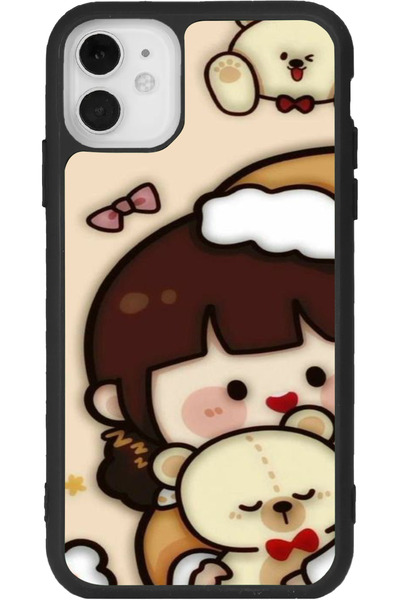 Aksel Kılıf متوافق مع هاتف آيفون 12 ميني، مطبوع، لون أسود مطفي، سيليكون ناعم،...