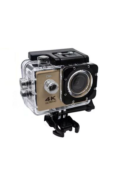 SIKS 4k Sports Camera, Waterproof, Photo/Video, LCD Screen, Gold