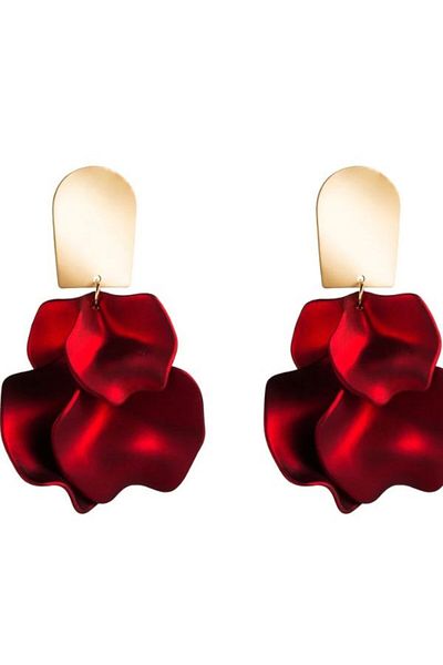 SYGGY SYGGY® earrings, petal pattern, red, 7.8cm
