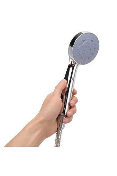 SIKS Set cap de duș cu suport de perete, furtun din oțel inoxidabil, 120 cm, accesorii de montare incluse
