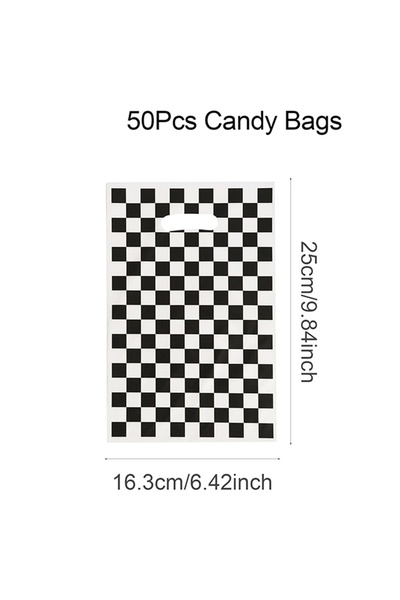 choice2 as shown 50pcs Black And White Checkered Bags Race Car Theme Party Fa...