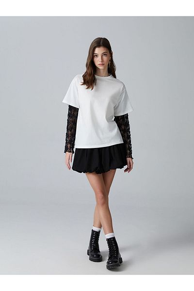 LC Waikiki Tricou pentru fetiță cu dantelă LCW