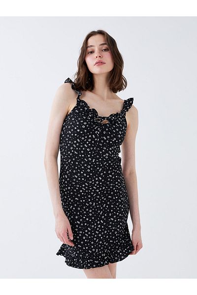 LC Waikiki Lcw Women's Bodycon Dress with Heart Collar Pattern and Strap Fast Fashion
