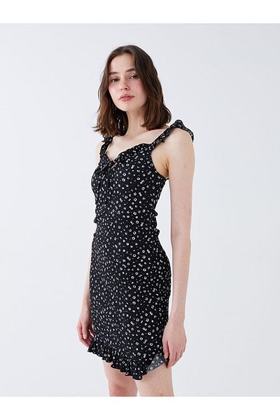 LC Waikiki Lcw Women's Bodycon Dress with Heart Collar Pattern and Strap Fast Fashion