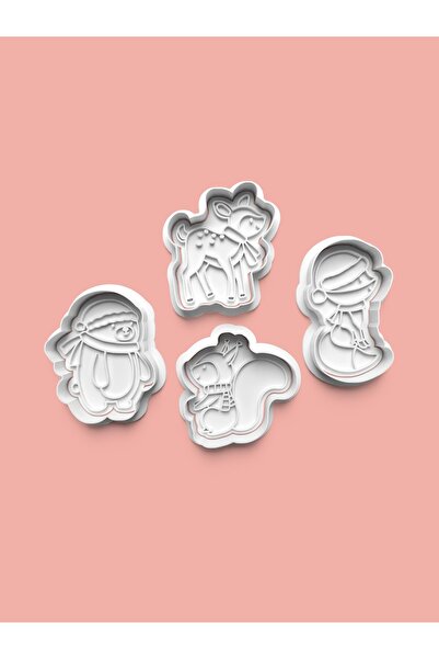 AKTASTORE قالب بسكويت على شكل حيوانات الشتاء وقالب عجينة السكر، مجموعة من 4 ق...