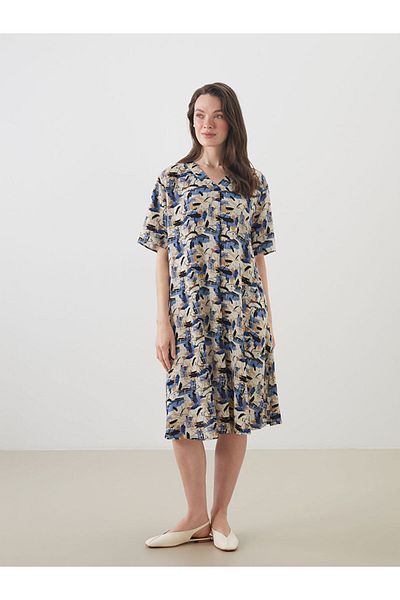 LC Waikiki New Season V-Neck Patterned A-Line Dress - S5It45Z8