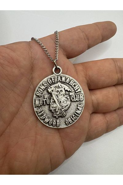 Herşey Nota Sons of Anarchy Moto Club Silver Color Unisex Necklace – Accessory Reflecting Biker Spirit