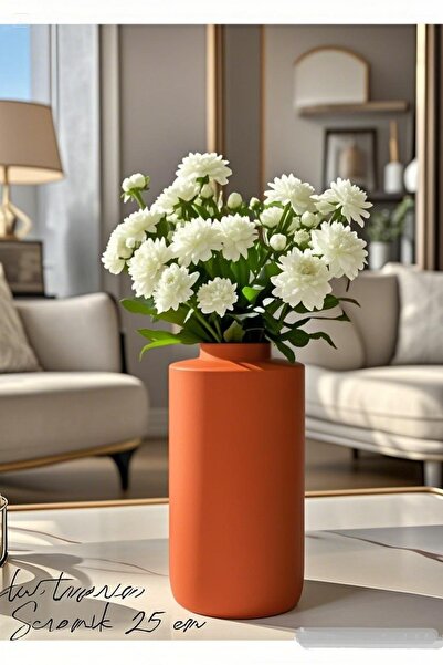 Lui Tasarım İskandinav Bohem Tarzı Büyük Boy Modern Şık Seramik Terracotta Venüs Vazo 25 cm Dekorasyon