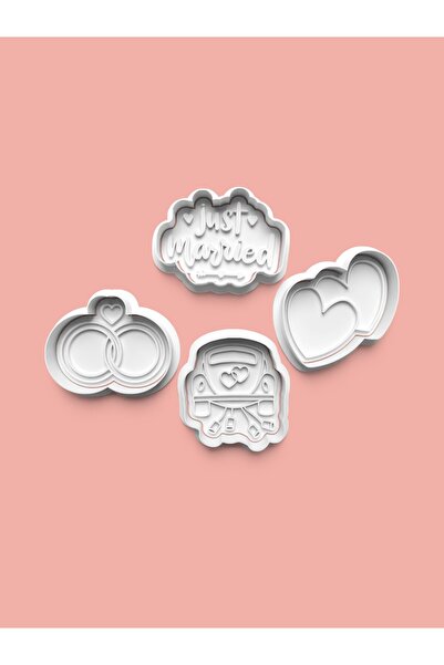 AKTASTORE قالب كوكيز بتصميم حفل الزفاف وقوالب عجينة السكر، مجموعة من 4 قطع 05...