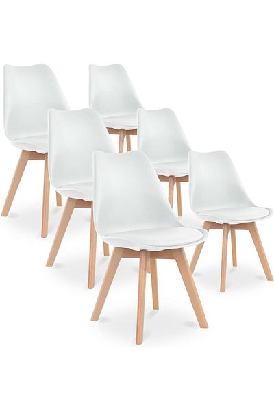Generic 6-Dining Chair Modern Classic Style Chair with Leather Upholstered Padded Seat with Wooden Legs