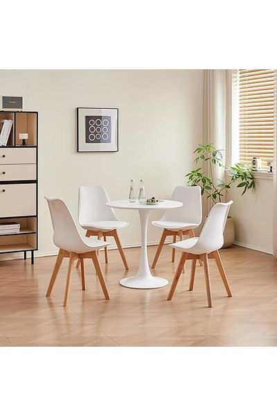 Generic 6-Dining Chair Modern Classic Style Chair with Leather Upholstered Padded Seat with Wooden Legs