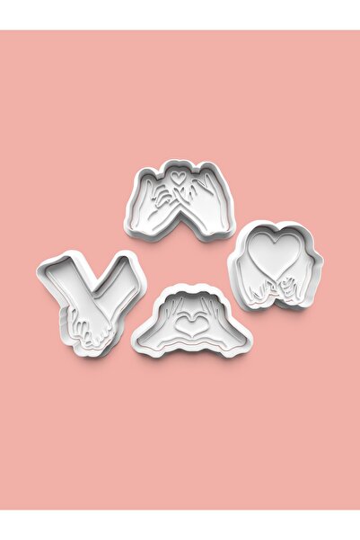 AKTASTORE Valentine's Day Hands Cookie Mold and Sugar Dough Mold Set of 4