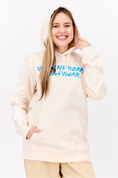 adidas Women Sportswear Fit Long Sleeve Training Hoodie, Beige
