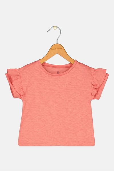 GAP Toddlers Girl Plain Short Sleeves T-Shirt, Coral