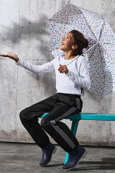 Tchibo Kids Girl Plain Pull On Jogger Pants, Black and Grey
